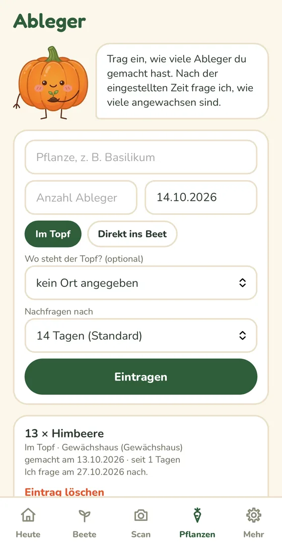 Screenshot: Ableger im Blick