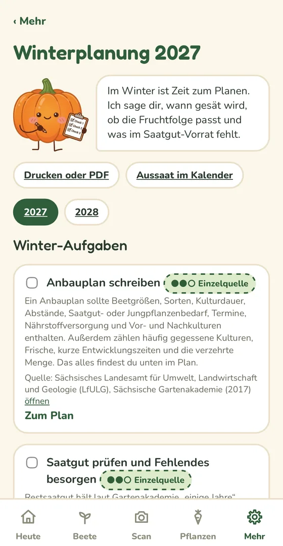 Screenshot: Winterplanung